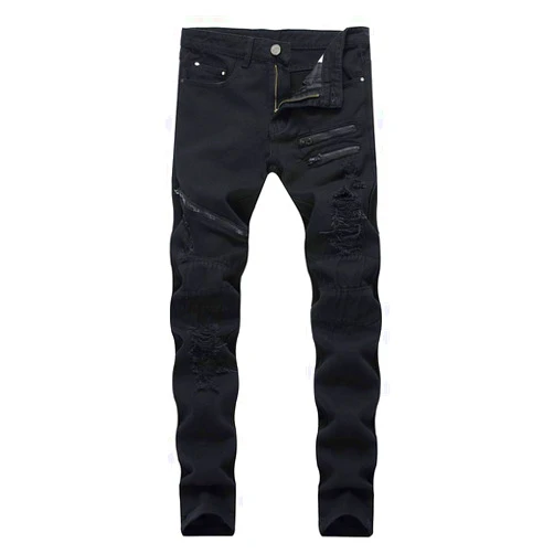 LONGBIDA Men's Ripped Skinny Jeans Stretchy Slim Fit Fashion Holes Denim Pants