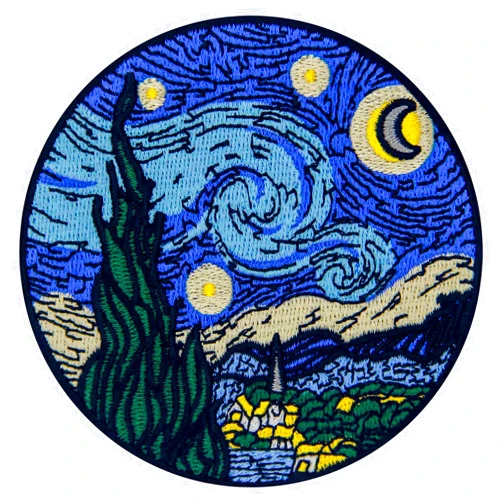 Rocking Planet The Starry Sky Patch Embroidered Applique Iron On Sew On Emblem, Blue