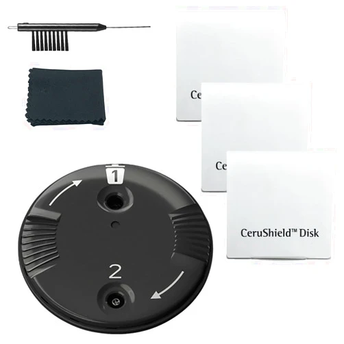 AIERTING CeruShield Disk Wax Guards for Phonak and Unitron RIC RITE Hearing Aid and Hearing aid Cleaning Brush Tools with Carry case-3packs