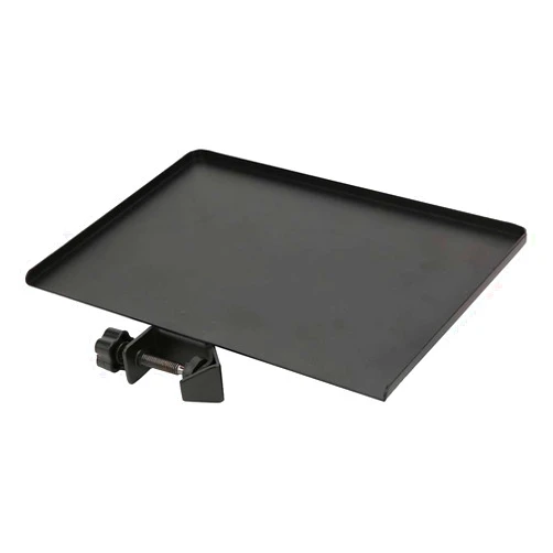 Sanpyl Sound Card Tray, Alloy Black Metal Shelf Bracket Phone Clip Universal Microphone Stand Clamp on Rack Tray Holder Tripod Sound Card Tray for Live Streaming, Karaoke, Recording