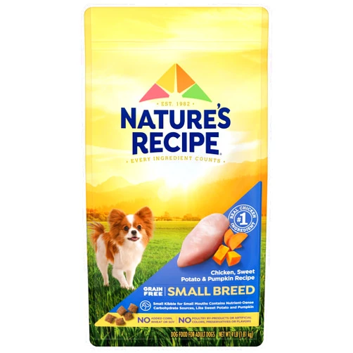 Nature's Recipe Nature′s Recipe Grain Free Small Breed Chicken, Sweet Potato & Pumpkin Recipe Dry Dog Food, 4 lb. Bag