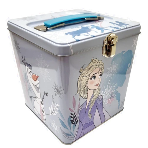 The Tin Box Company Disney Frozen Stack Store and Carry Tin. Stackable Tin Box with Handle,Blue and White XL