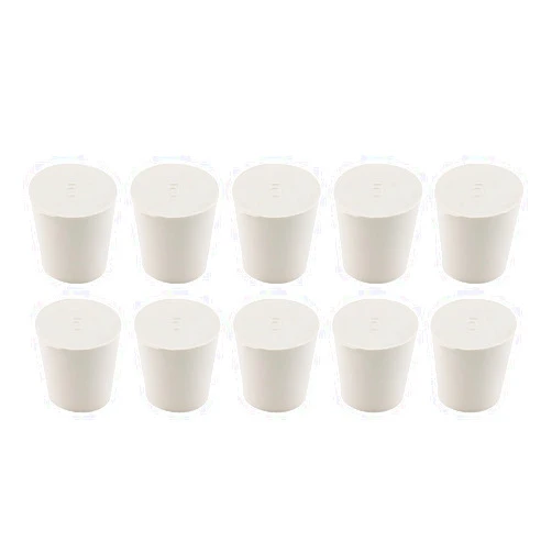 Zorfeter 10 Pcs 5# White Solid Rubber Stoppers Tapered Lab Plugs, Dia. 29mm x Dia. 22mm - Height 28mm