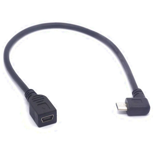 PIIHUSW Mini USB Female to Micro USB Left Cable Cord - 90 Degree B Micro USB Male to Mini Female Connector Adapter for MP3 Camera (Left)