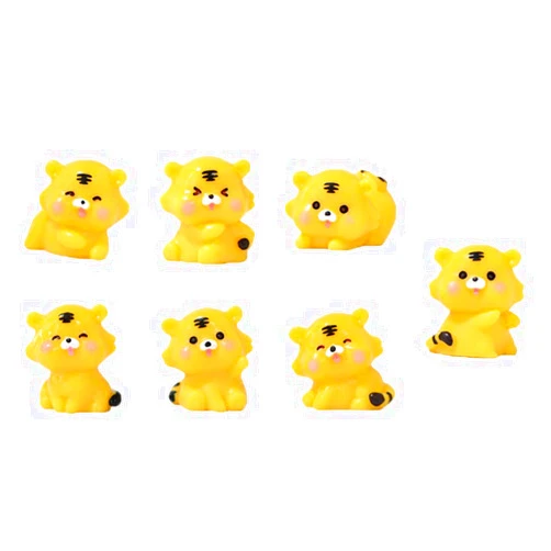 Toyvian 7Pcs Mini Tiger Figure Miniature Tiger Figurines Sculpture Year of The Tiger Chinese Zodiac Decoration Fairy Garden Accessories