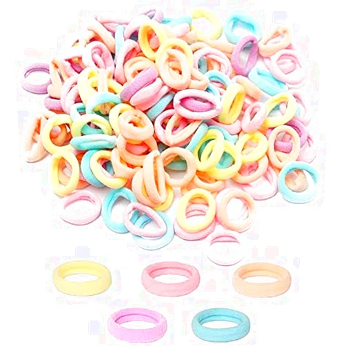 Pengxiaomei 200Pcs Baby Hair Ties, Soft Cotton Toddler Hair Ties for Girls and Kids, 1 Inch Multicolor Seamless Hair Bands for Kids Girls Gifts