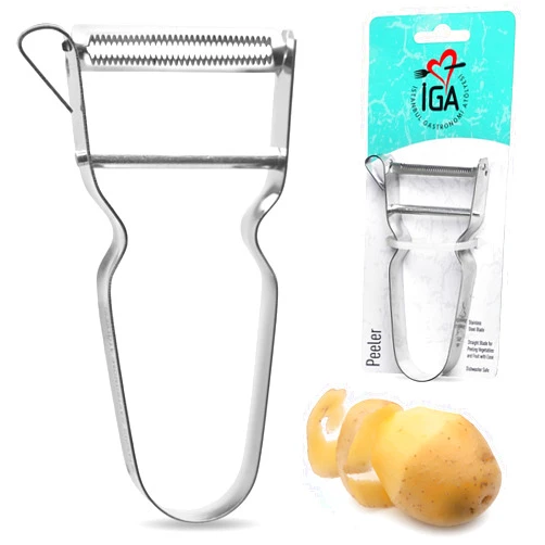 IGA ISTANBUL GASTRONOMI ATÖLYESI IGA Peeler For Potatoes, Pears, Carrots, Cucumbers, Fruit & Other Vegetables With Ease, Supreme Stainless Steel, Dishwasher Safe