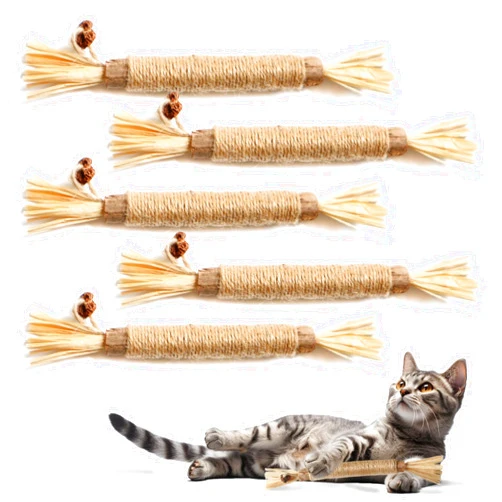 Fokauiwo 8.66 inches Silvervine Sticks Cat Toys, Natural Catnip Kittens Chew Toy for Teeth Cleaning,Big Catmint Blend Stick, Dental Kitty Chews for Indoor(5 Pack)