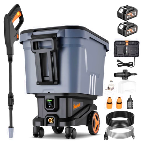 This Hill Electric Pressure Washer, Brushless Motor Washer with 3 Pressure Modes, 2000 PSI Portable Power Washer, 21V Dual-Row Fast Charging, High Pressure Washer for Car Fence Driveway Patio