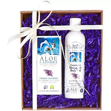Aloe Cadabra Lavender Massage Oil and Organic Lavender Personal Lubricant Gift Set