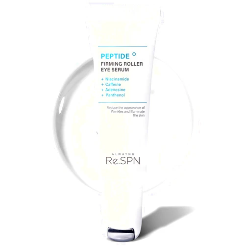 AlwayNu Re.SPN Re.SPN Peptide Firming Roller Eye Serum – For Puffy Eyes, Wrinkles & Dark Circles with Gua Sha Applicator, Vegan, Eye Peptide, Niacinamide, K-Beauty (0.67 fl oz)
