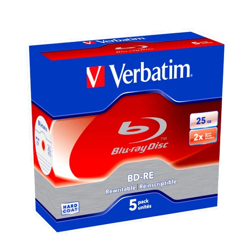 Verbatim BD-RE 25GB 2X with Branded Surface - 5pk Jewel Case