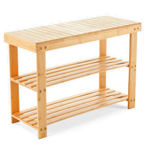 Sweetcrispy Shoe Rack Bench, 3-Tier Bamboo Entryway Storage Organizer, 286lb Capacity, Shoes Stand for FrontDoor Entrance, Bedroom, Living Room, Bathroom, Balcony, 11.3 x 27.6 x 17.8 Inches, Wood