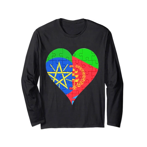 Ethiopian Eritrean Flag Products By DNZ Ethiopian Eritrean Flag Heart Long Sleeve T-Shirt