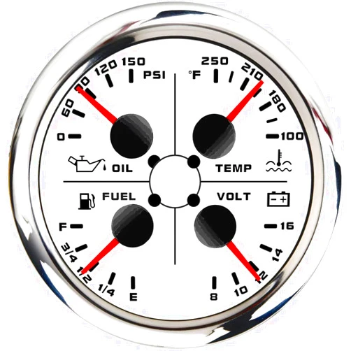 ARTILAURA 4In1 AUTO Gauge Oil Pressure Water Temp Fuel Gauge Voltage 85mm 3 3/8