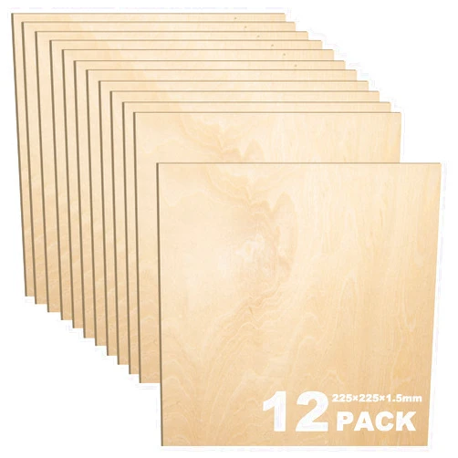 AIKS Basswood Sheets 8.8 x 8.8 x 1/16 Inch Unfinished Balsa Wood Sheets for Cricut Maker, Laser Cutting, Wood Burning, Architectural Models, Staining, and Drawing. (12 PCS)