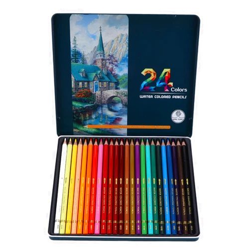 Agatige 24 Pcs Color Painting Pencil, Professional Colored Pencils Art Graffiti Tool Set with Storage Box for Coloring Layering