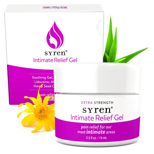 Syren Intimate Relief Gel with 4% Lidocaine for External Sensitivity, vulvodynia, dyspareunia, Vaginal discomfort, Dryness, Gentle Postpartum and Post-Procedure Support, 2.5 oz, Made in USA