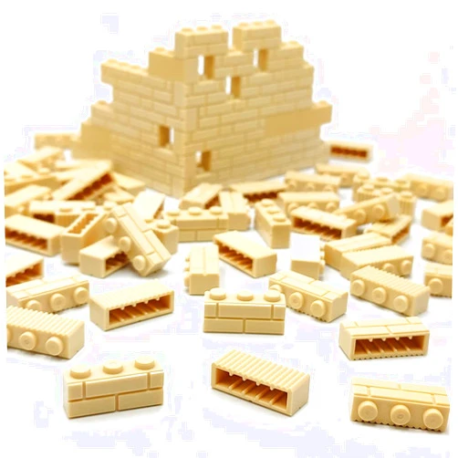 ZHX Masonry Profile Bricks Bulk Khaki Color DIY Building Block Toy for Wall Parts and Pieces Compatible for Major Brand 1x3 Brick 150pcs