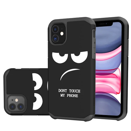 LEEGU for iPhone 11 Case, Cute [Don't Touch My Phone] Shockproof Dual Layer Heavy Duty Protective Silicone Plastic Cover for Girls Women Boys Men Phone Case (iPhone 11 6.1-inch)