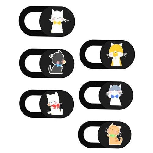 KOMBIUDA Black Slides 6pcs Blocker Tablet Your Protector Slider Pattern Accessory Slide - Cover Laptop Flipping for Cat Cartoon Webcam Lens Privacy Shield Computer Tablet