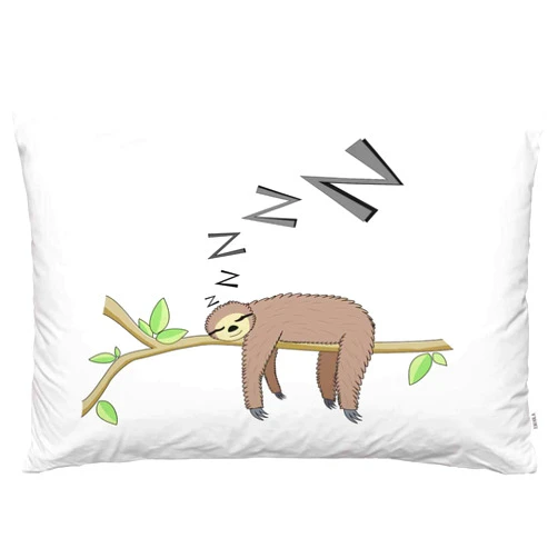 EKOBLA Throw Pillow Cover Cute Animal Sloth Sleep Sloth On Tree Branch Lovely Funny Design Cartoon Wildlife Decor Lumbar Pillow Case Cushion for Sofa Couch Bed Standard Queen Size 20x30 Inch