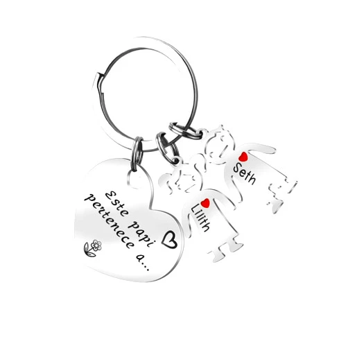 Ruibeila Personalized Keychain with 1-7 Children Charms Custom Family Keyring for Mother's Day Gift Father's Day Gift