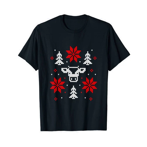 Lustige Kuh Bauer Weihnachten Geschenkidee Bauer Ugly Christmas Cow Sweater Funny Cow Christmas Motif T-Shirt
