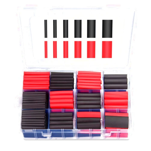 MILAPEAK 300 PCS Heat Shrink Tubing Kit - 3:1 Ratio Adhesive Lined, Marine Grade Shrink Wrap - Automotive Industrial Heat-Shrink Tubing - Black, Red