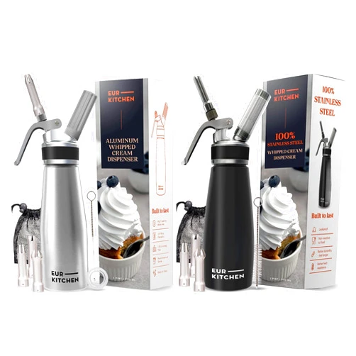 EurKitchen Whipped Cream Dispensers (Gray + Stainless Steel)