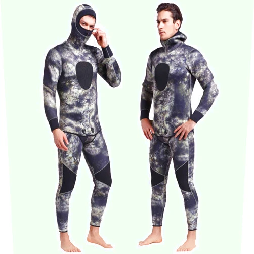 Nataly Osmann Men 5mm Spearfishing Premium Camouflage Neoprene Wetsuit Scuba Diving Suit Hoodie Snorkeling Suits