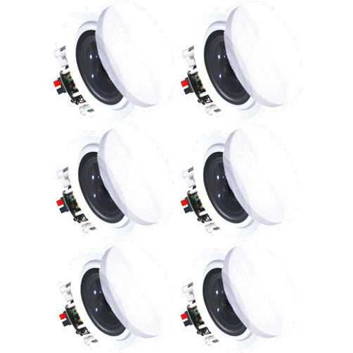 Vaiyer Set of 6 6.5 Inch 8 Ohm 200 Watts Ceiling Speakers, Flush Mount in-Wall in-Ceiling 2-Way Mid Bass Woofer Speakers Titanium Dome Tweeter - Perfect for Office, Kitchen, Living Room
