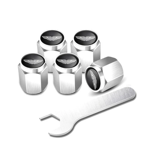 HZKMQL 4 Pack Valve Stem Caps Tire Valve Stem Cap Cover for Aston Martin Vanquish/Vantage/Cygnet/DB11/Rapide, Corrosion Resistant Premium Styling Decoration Accessories,B Silver