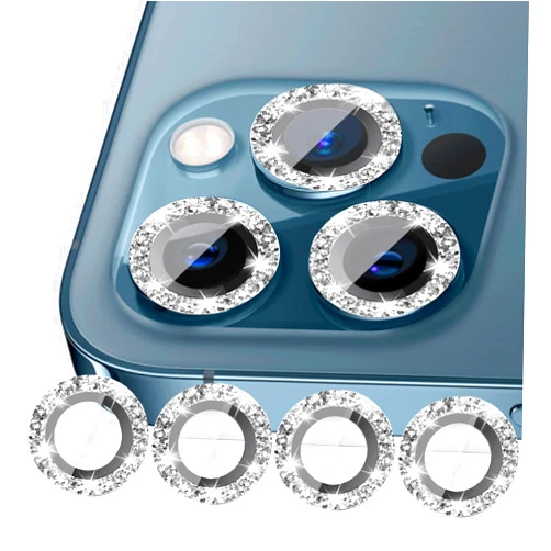 ULITIQ Compatible with iphone 12 Pro/12/11/11 Pro/11 Pro Max Camera Lens Protector Bling, (NOT FIT 12 PRO MAX), 11 12 Pro Camera Cover Sparkly, Glitter Lens Protector with Clear Glass, (Silver)