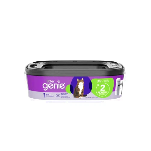 Litter Genie Refill Bags (1-Pack) | Multi-Layers of Odor-Barrier Technology | 1 Square Refill Cartridge Lasts Up to 2 Months Per Cat