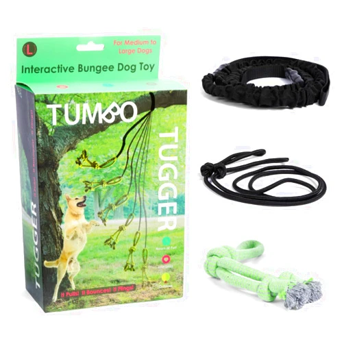 Tumbo Tugger - Dog Tree Hanging Bungee Tug Toy for Exercise - Outdoor Play Cord & Tether Tug - Tree Tugger Spring Pole Rope Dog Toy - Dog Playground for Backyard - Tugger Chew Rope Toy