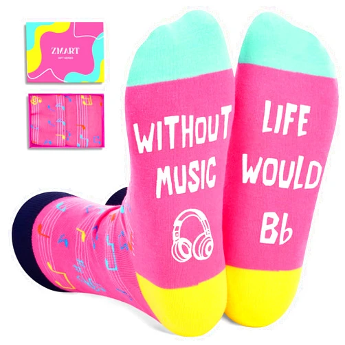 Zmart Funny Drummer Music Saxophone Piano Guitar Players Gifts, Novelty Crazy Percussion Drumline Piano Teachers Socks