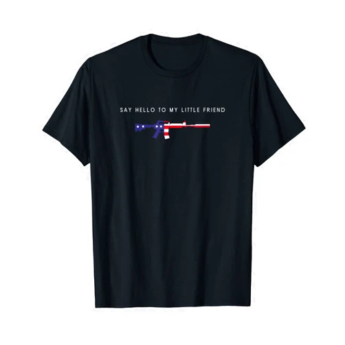 Retro American Freedom Apparel Gifts Say Hello To My Little Friend - Funny Patriotic Gun Lover T-Shirt