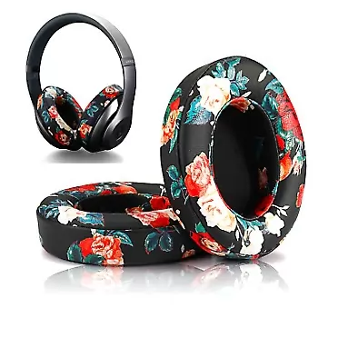 Cipher.v Replacement Ear Cushion Pads Cover Compatible with Beats Studio 2.0 Wireless/Wired and Studio 3.0 Over Ear Headphones only by Dr.DRE-1 Pair(Floral Black)
