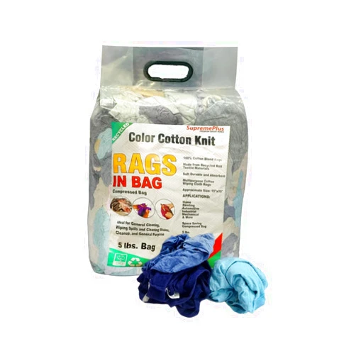 SupremePlus Recycled Color Knit Cleaning Rags - Shop Bulk T-Shirt Cotton Cloth Rag in a Bag, Wipes for House, Mechanic, Auto, Garage, Paint, Window, & Utility (5 lbs. Bag)