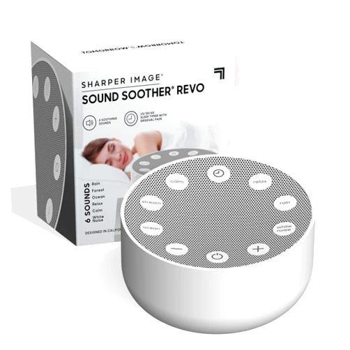 Sharper Image White Noise Sound Machine, 6 Soothing Nature Soundscapes for Baby Kids Adults, Portable Relaxation Therapy Device, Wellness Meditation & Naps, Peaceful Rest, Travel Sleep Aid, Timer
