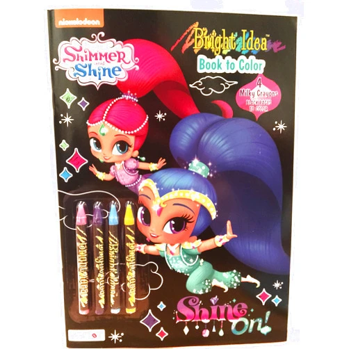 Bendon Nickelodeon Shimmer and Shine Bright Idea Book to Color - Includes 4 Milky Crayons (Black Pages to Color)