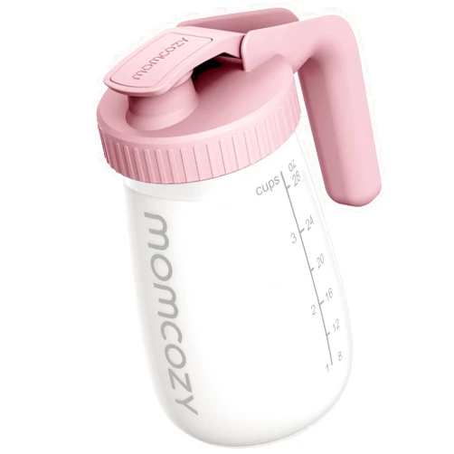 Momcozy Breast Milk Pitcher, Resistant to Heat and Cold Abrupt Temp Swings, No Leak Breast Milk Fridge Storage Container with Wide Mouth, Fast Baby Formula Maker, Breastfeeding Essentials, Pink