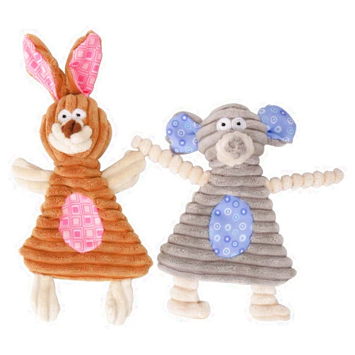 Comtim No Stuffing Dog Toys with Squeaker, Durable Dog chew Toys No Stuffing Squeaky Dog Toys for Small Dogs and Puppies, Rabbit & Elephant