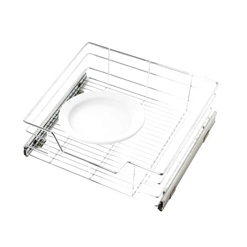 Smart Design 1-Tier Shelf Pull-Out Cabinet Organizer - Extra Large Tall - Roll-Out Extendable Sliding Drawer - Steel Metal - Kitchen (20 Inch x 18-35) [Chrome]