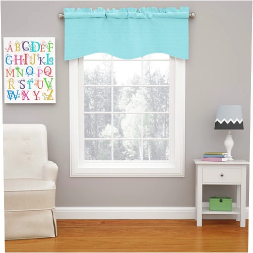 ECLIPSE Kendall Modern Scalloped Valance Rod Pocket Window Curtain for Kitchen or Bathroom, 42