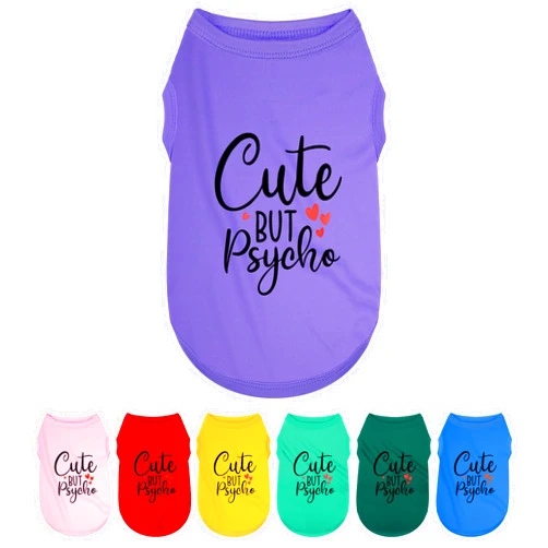 Paiaite Expressive Polyester Dog Shirt Vest: Soft and Lightweight Puppy Shirt for Small and Medium Dogs, Featuring The Playful 'Cute but Psycho' Slogan Print Shirts Tank Top Purple XL