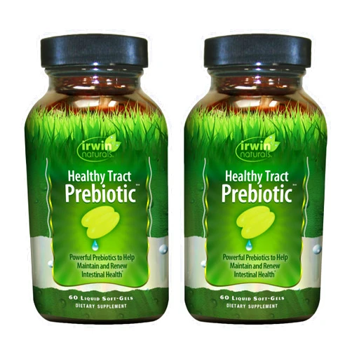 Irwin Naturals Healthy Tract Prebiotic - 60 Liquid Soft-Gels, Pack of 2 - Helps Maintain & Renew Intestinal Health - 30 Total Servings