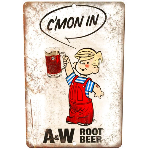 PDTXCLS Keviewly NOT A&W Root Beer Dennis The Menace Tin Signs Metal Poster Warning Sign Decor for Garage Home Garden Retro Tin Sign Wall Birthday Party Bar Cafe Kitchen