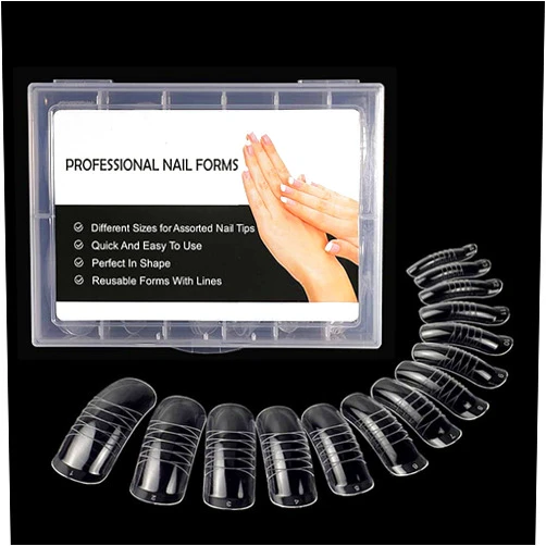 ANZUO Dual Nail Form Full Cover Curve Coffin Polygel Nail Forms Molds with Scale for Gel Extension Salon Manicure Nail Design - 140 pcs